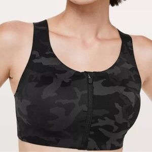 LULULEMON  Woman's  Sports Bra Elite Zip Up Bra Camo Color  size 36D